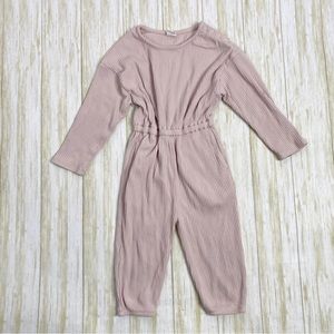 STEM Light Pink Ribbed Long Sleeve Jumpsuit